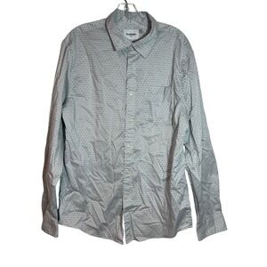 Goodfellow Mens Standard Fit Button Up Shirt Long Sleeve Blue Pattern Size‎ L